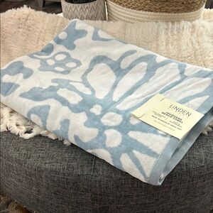 Linden Blue and White Floral Beach Towel